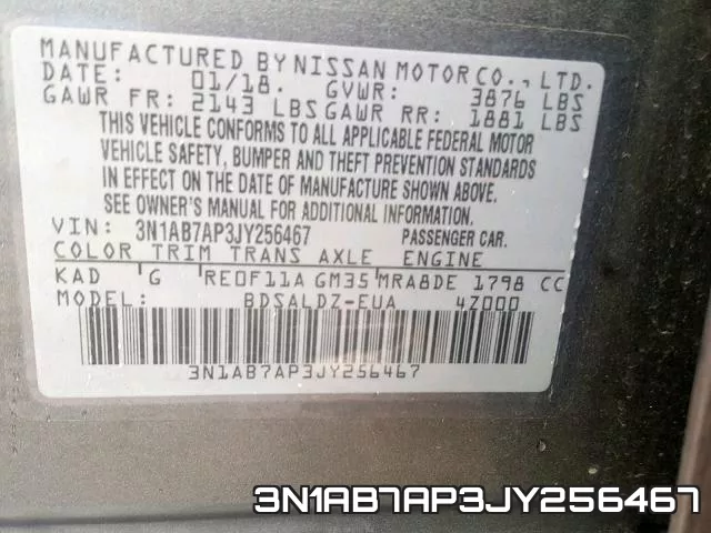 3N1AB7AP3JY256467 фото 2