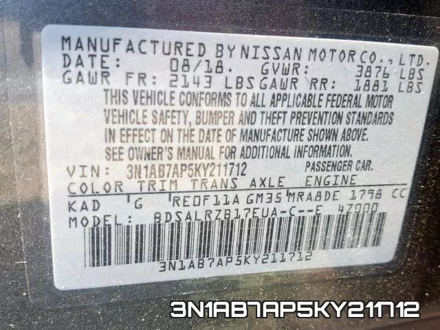 3N1AB7AP5KY211712 фото 2