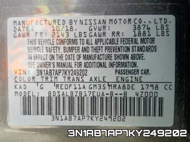 3N1AB7AP7KY249202 фото 2