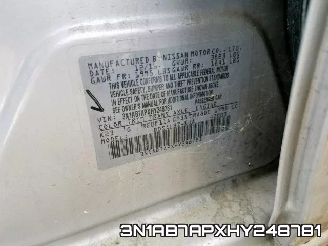 3N1AB7APXHY248781 фото 2