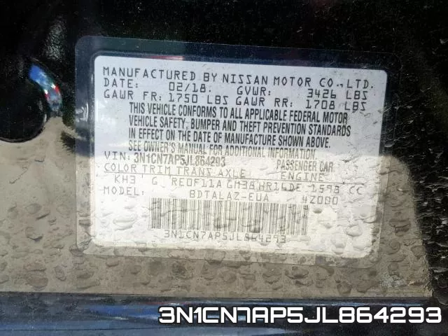 3N1CN7AP5JL864293 фото 2