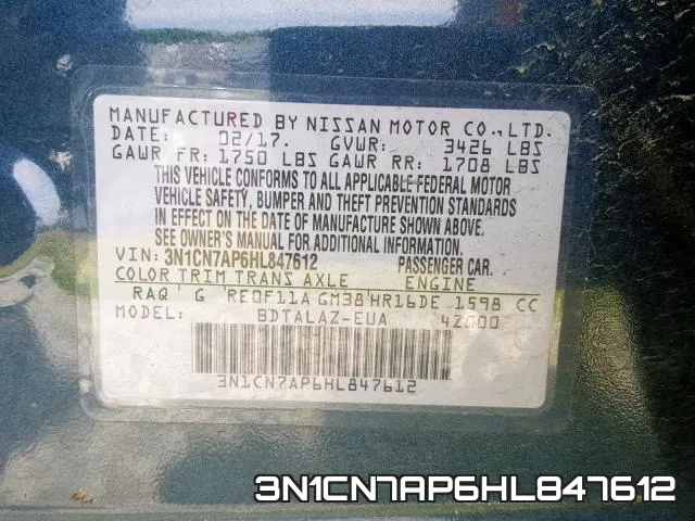 3N1CN7AP6HL847612 фото 2