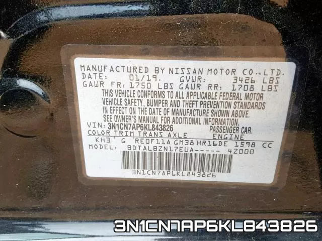 3N1CN7AP6KL843826 фото 2