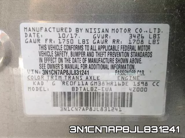 3N1CN7AP8JL831241 фото 2