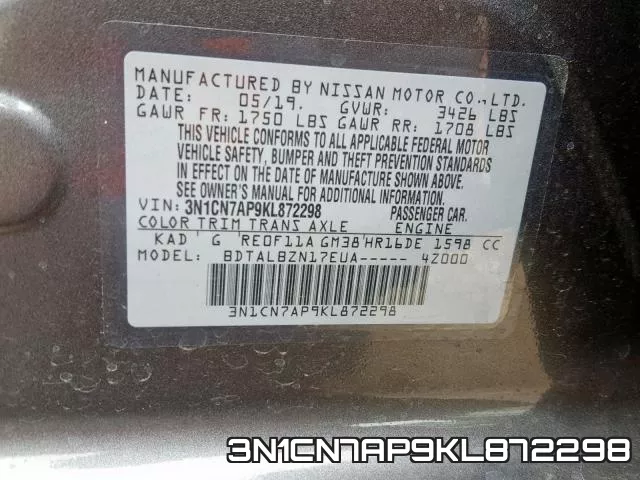 3N1CN7AP9KL872298 фото 2