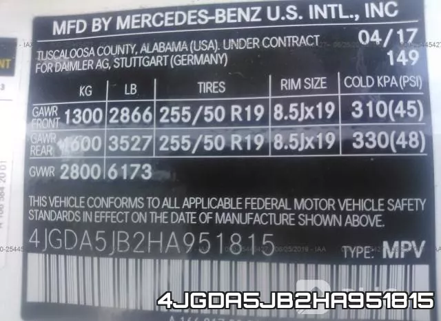 4JGDA5JB2HA951815 фото 9