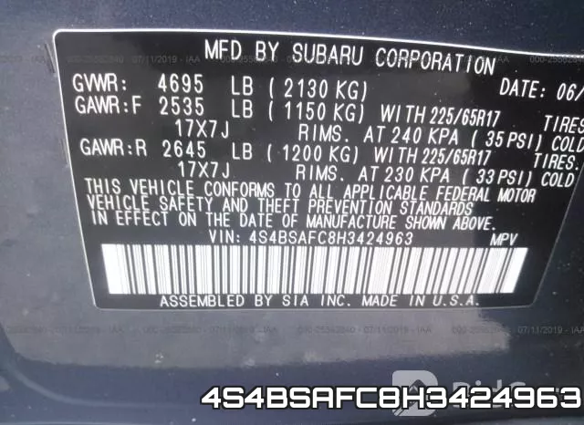 4S4BSAFC8H3424963 фото 10
