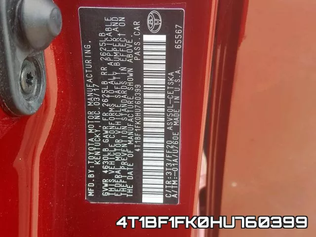 4T1BF1FK0HU760399 фото 2