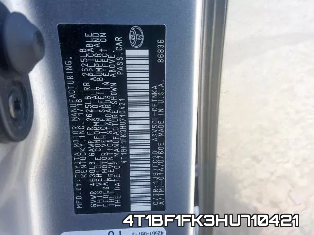 4T1BF1FK3HU710421 фото 2