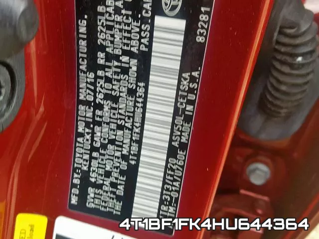 4T1BF1FK4HU644364 фото 2