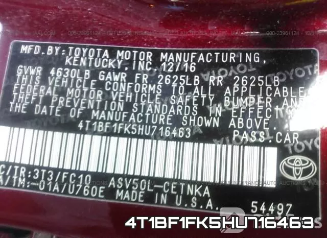 4T1BF1FK5HU716463 фото 10