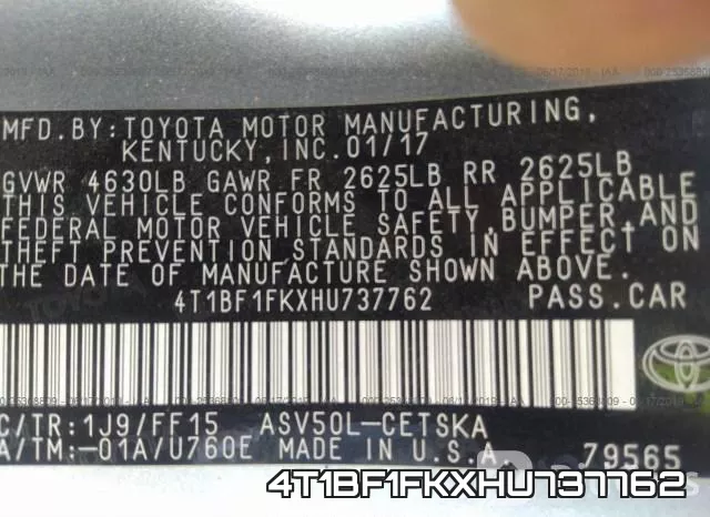 4T1BF1FKXHU737762 фото 10