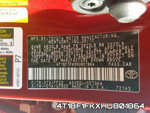 4T1BF1FKXHU801864 фото 2