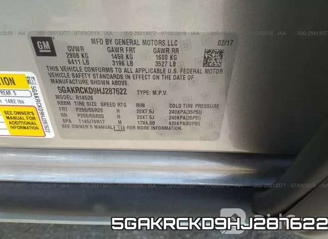 5GAKRCKD9HJ287622 фото 10