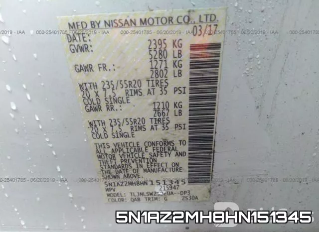 5N1AZ2MH8HN151345 фото 10