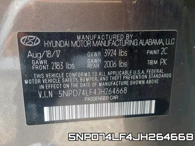 5NPD74LF4JH264668 фото 2