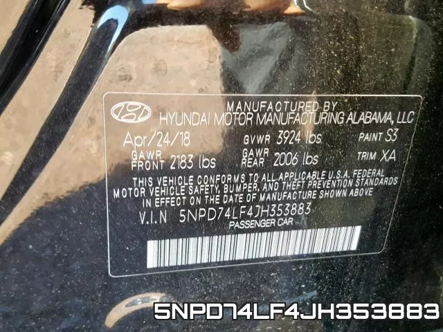 5NPD74LF4JH353883 фото 2