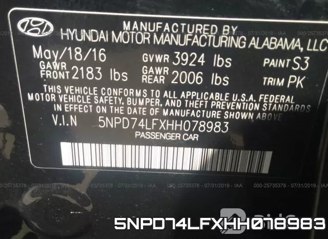 5NPD74LFXHH078983 фото 10