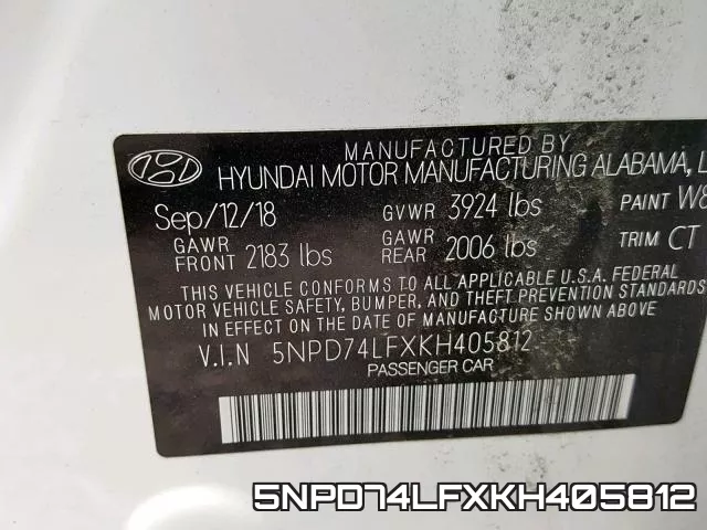 5NPD74LFXKH405812 фото 2