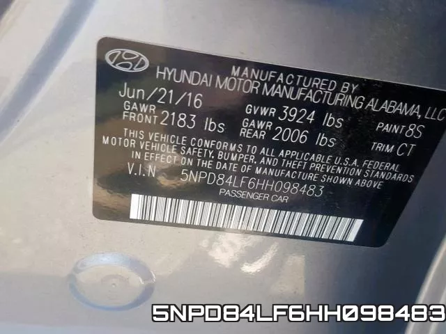 5NPD84LF6HH098483 фото 2