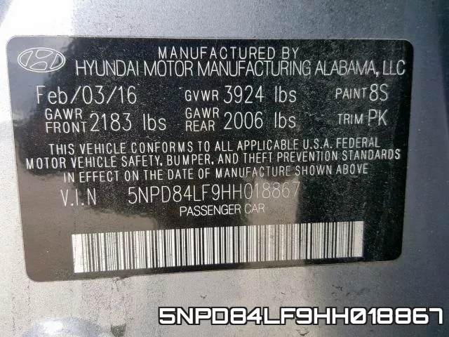 5NPD84LF9HH018867 фото 2