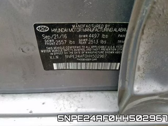 5NPE24AF0HH502967 фото 2