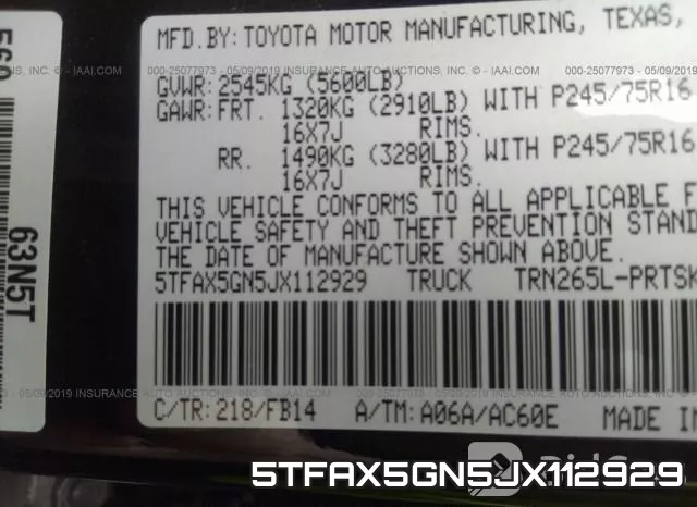 5TFAX5GN5JX112929 фото 10