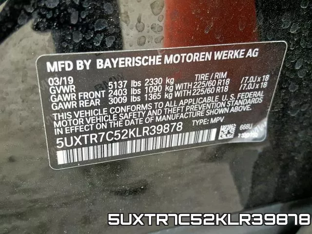 5UXTR7C52KLR39878 фото 2