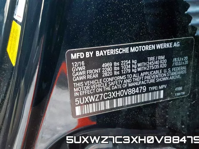 5UXWZ7C3XH0V88479 фото 2