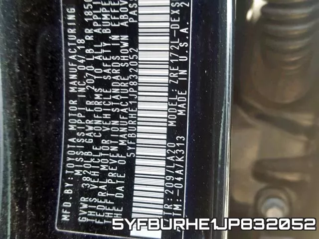 5YFBURHE1JP832052 фото 2