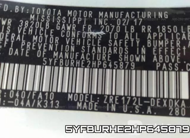 5YFBURHE2HP645879 фото 10