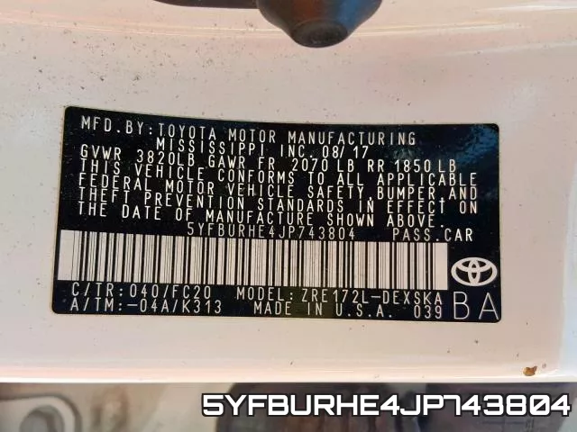 5YFBURHE4JP743804 фото 2