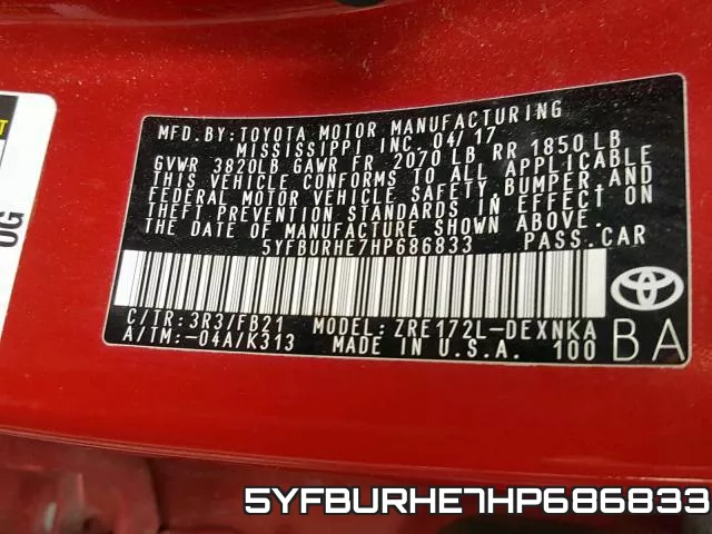 5YFBURHE7HP686833 фото 2