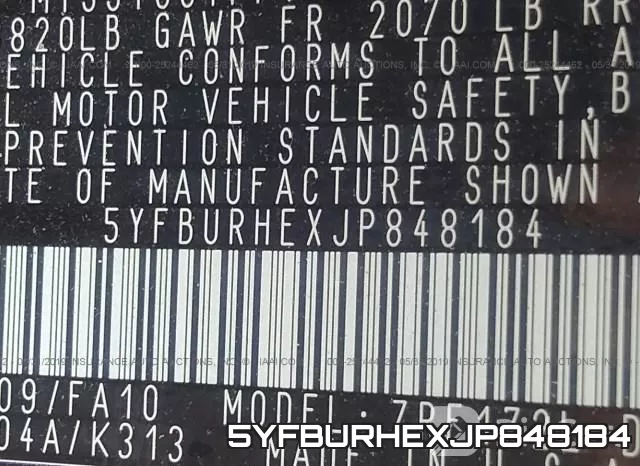 5YFBURHEXJP848184 фото 10