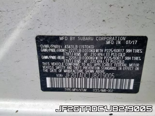 JF2GTADC1J8219005 фото 2