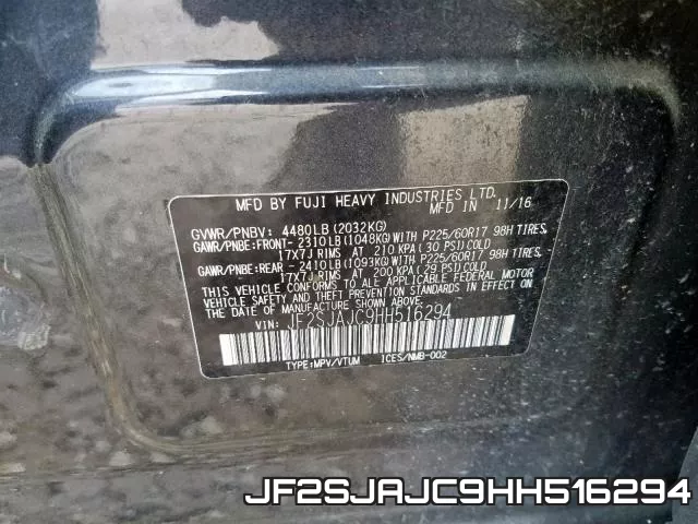 JF2SJAJC9HH516294 фото 2