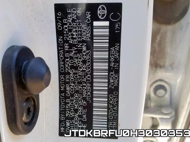 JTDKBRFU0H3030353 фото 2