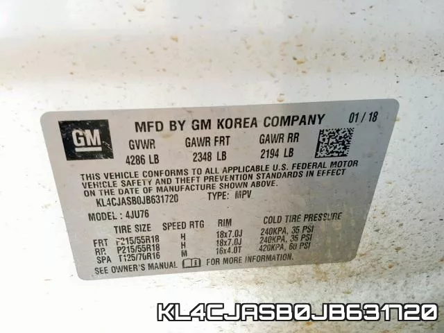 KL4CJASB0JB631720 фото 2
