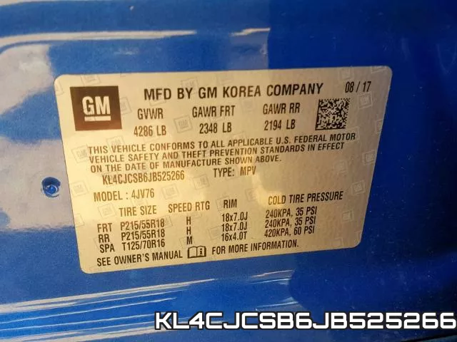KL4CJCSB6JB525266 фото 2