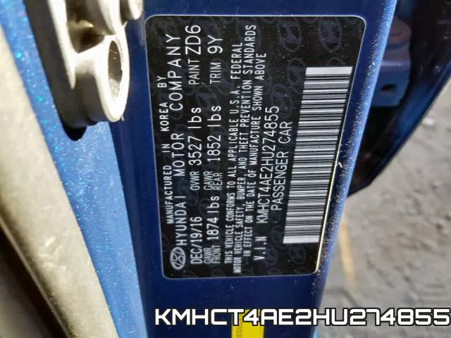 KMHCT4AE2HU274855 фото 2