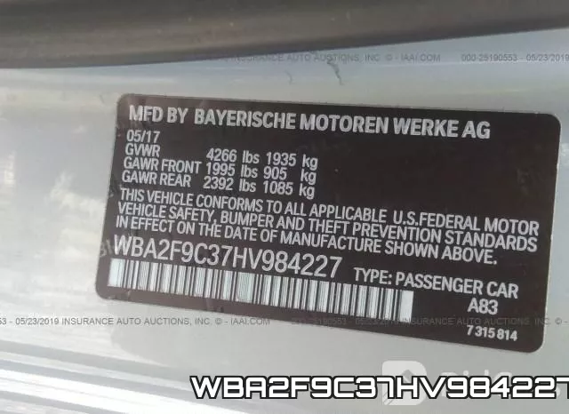 WBA2F9C37HV984227 фото 10
