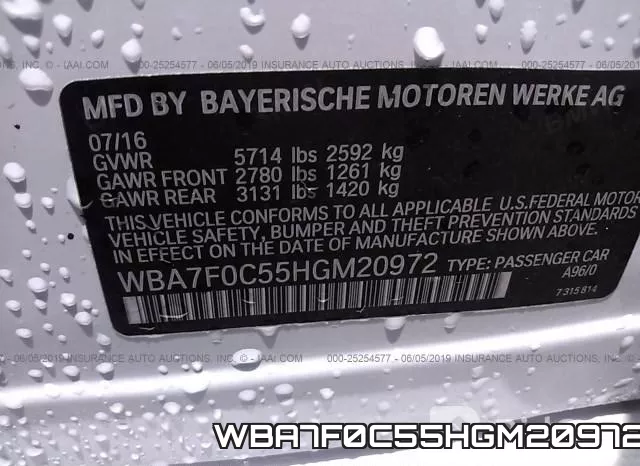 WBA7F0C55HGM20972 фото 10