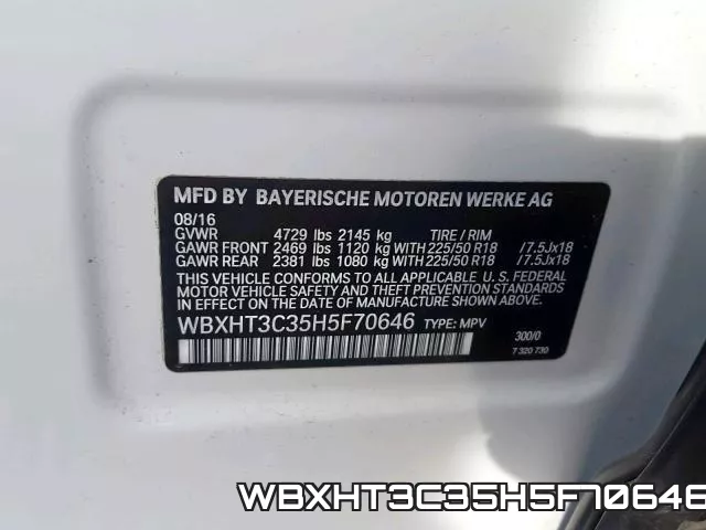 WBXHT3C35H5F70646 фото 2
