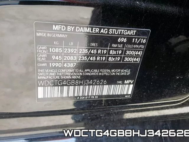 WDCTG4GB8HJ342626 фото 2