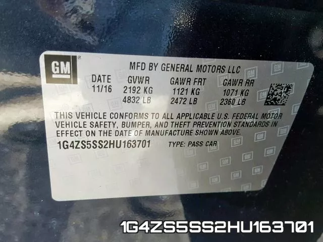 1G4ZS5SS2HU163701 фото 2