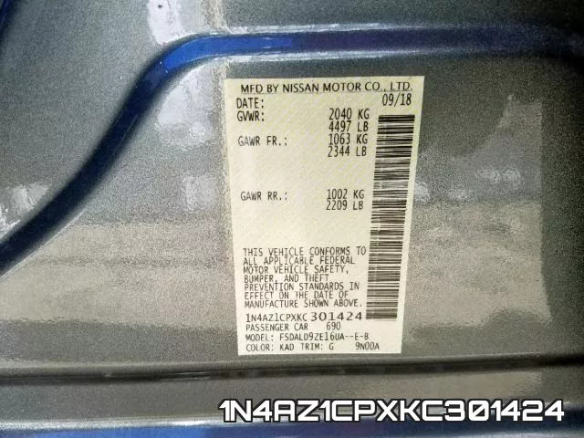 1N4AZ1CPXKC301424 фото 2