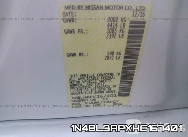 1N4BL3APXHC167401 фото 10