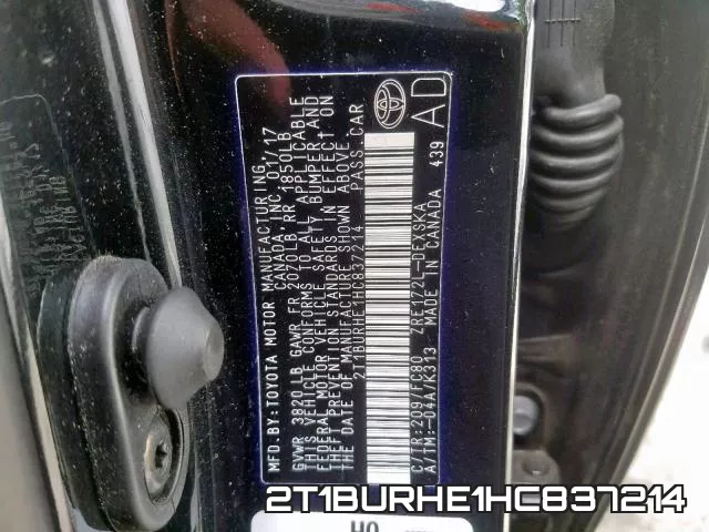 2T1BURHE1HC837214 фото 2