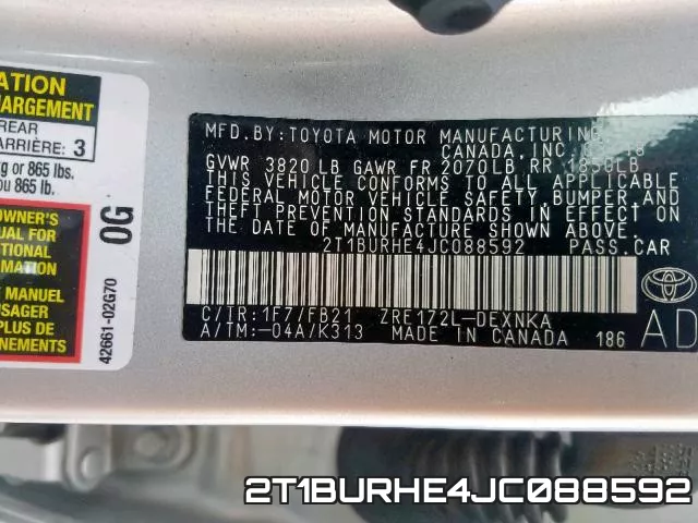 2T1BURHE4JC088592 фото 2