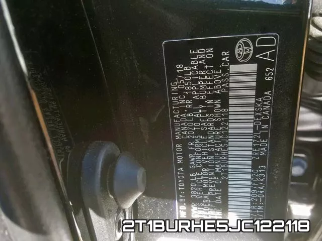2T1BURHE5JC122118 фото 2